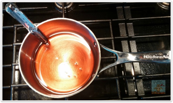 Pot of boiling Canadian Maple Taffy on stove