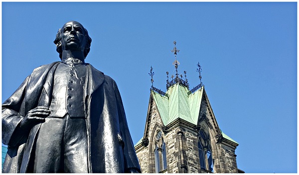 Look up to Parliament Hill Ottawa