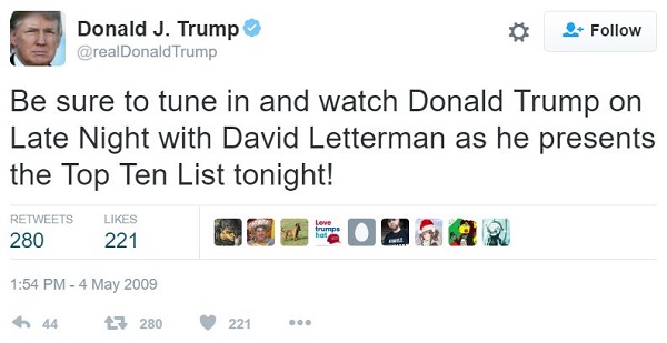Donald Trump's First Tweet