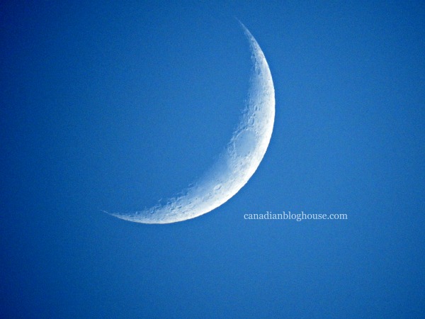 First DSLR Blue Sky Crescent Moon 