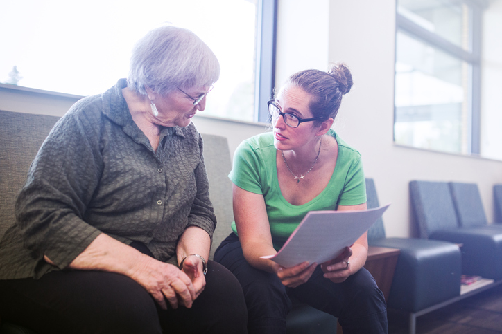 Difficult conversation between senior woman and daughter 