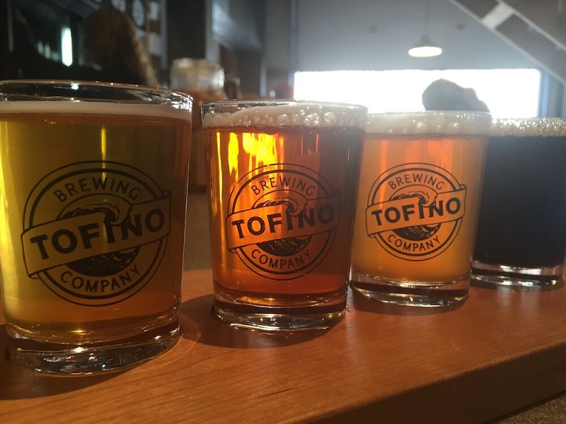 A tasting flight from Tofino Brewing