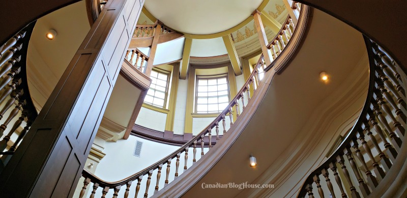 Wooden staircase at City Hall in Historic Downtown Kingston