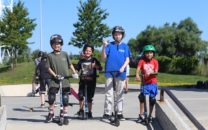 Kids on scooters at Evolve Camps Canadian action sports camp