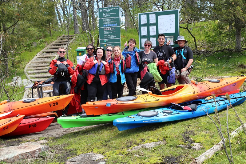 Parks Canada Youth Ambassadors and Canadian writers after kayaking