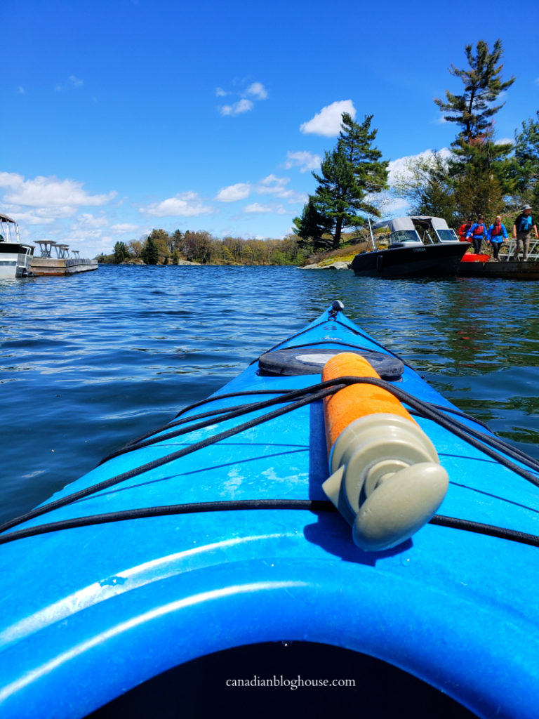 View of islands in the St. Lawrence River from a kayak