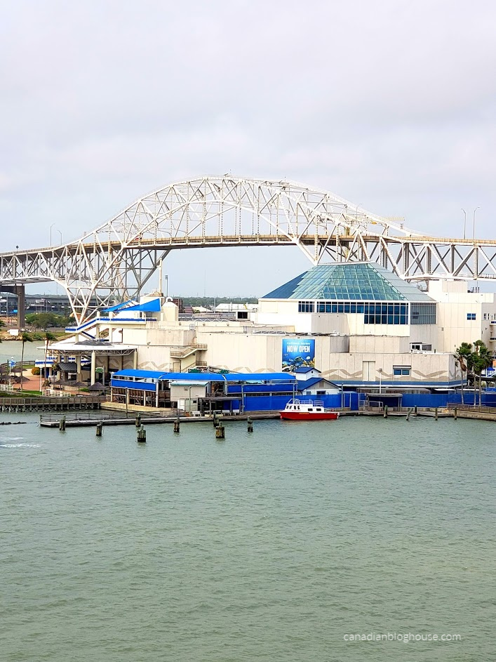 View of Harbor Bridge and Texas State Aquarium