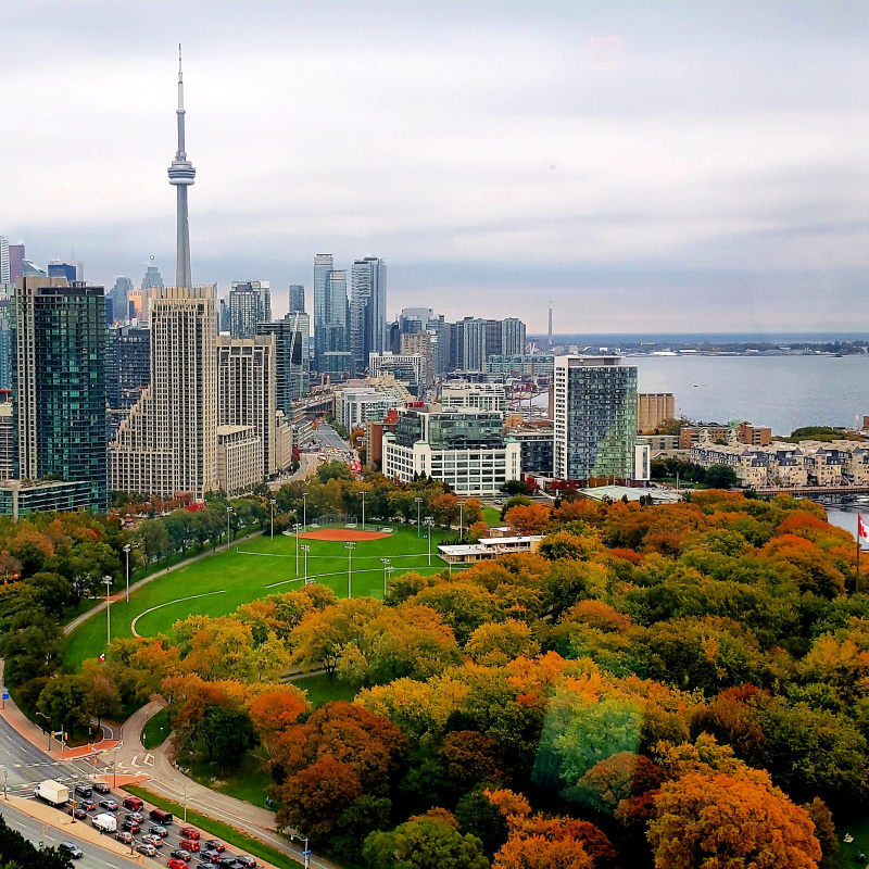 Toronto skyline looking east in Fall