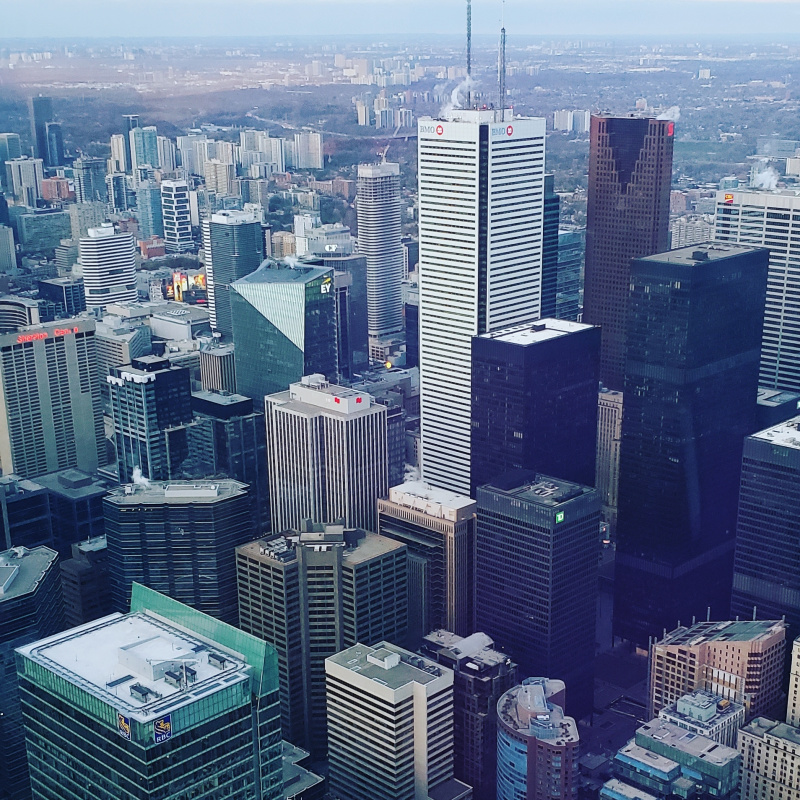 High over the Toronto skyscrapers 