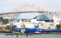 View of Harbor Bridge and Texas State Aquarium Family Fun on the Texas Gulf Coast